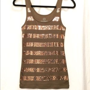 Old Navy brown and copper sequins cotton tank top